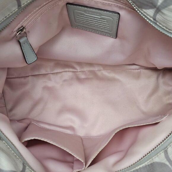 Coach Alexandra Signature Canvas Leather Trim Gray Large Shoulder Bag COA - Picture 2 of 14